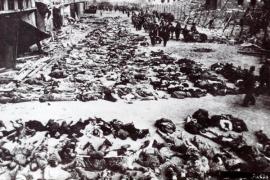 Bodies of Palestinians massacred in Deir Yassin village, massacre by Israeli Haganah against Palestinian civilians on April 9, 1948